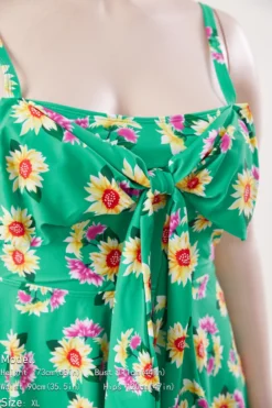 Plus Size Daisy Leaf Printing Padded Bow-knot Dress Style Sweet Tankini Set Wholesale -Plus-Size Dresses Sales Store BA008087 1714441469435 11