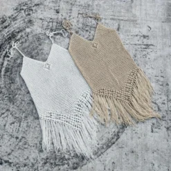 Sexy 2 Colors Hollow Crochet Tassel Halter-neck Dress Cover-ups(only Dress) Wholesale Cover-ups -Plus-Size Dresses Sales Store BA009748 6