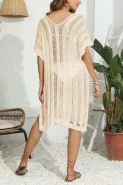 Sexy 3 Colors Hollow Knitted Slit Beach Midi Dress Cover-ups(no Underwear) Wholesale -Plus-Size Dresses Sales Store BA010421 10