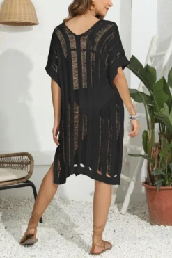 Sexy 3 Colors Hollow Knitted Slit Beach Midi Dress Cover-ups(no Underwear) Wholesale -Plus-Size Dresses Sales Store BA010421 14