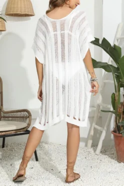 Sexy 3 Colors Hollow Knitted Slit Beach Midi Dress Cover-ups(no Underwear) Wholesale -Plus-Size Dresses Sales Store BA010421 3
