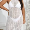 Sexy Plus Size Hollow Knitted Halter-neck Beach Dress Cover-ups(no Underwear) Wholesale