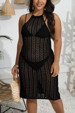 Sexy Plus Size Hollow Knitted Halter-neck Beach Dress Cover-ups(no Underwear) Wholesale -Plus-Size Dresses Sales Store BA010423 8