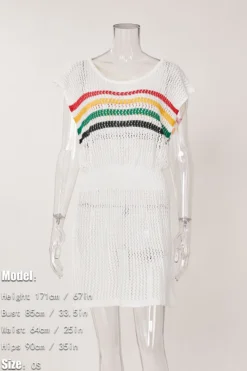 Sexy Cut Out Stripe Knitted Crew-neck Beach Mini Dress Cover-up(only Cover-up) Wholesale Cover-ups -Plus-Size Dresses Sales Store BA012230 1700639330590 8