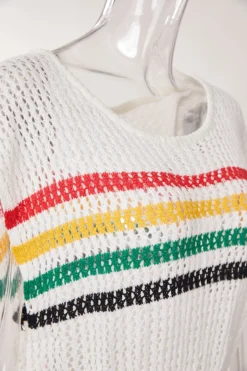 Sexy Cut Out Stripe Knitted Crew-neck Beach Mini Dress Cover-up(only Cover-up) Wholesale Cover-ups -Plus-Size Dresses Sales Store BA012230 1700639330689 11