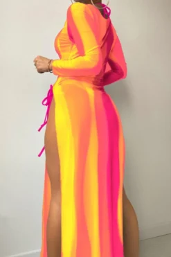 Sexy 5 Colors Gradient Color Padded Halter-neck Mesh Dress Three-piece Swimsuit Wholesale -Plus-Size Dresses Sales Store BA012697 10