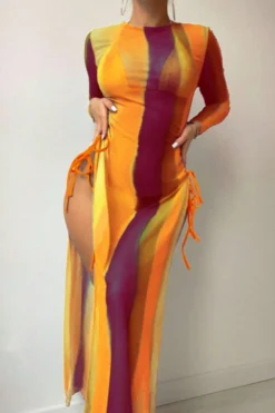 Sexy 5 Colors Gradient Color Padded Halter-neck Mesh Dress Three-piece Swimsuit Wholesale -Plus-Size Dresses Sales Store BA012697 15