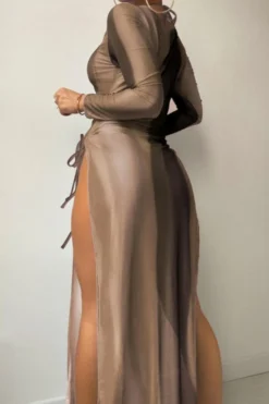 Sexy 5 Colors Gradient Color Padded Halter-neck Mesh Dress Three-piece Swimsuit Wholesale -Plus-Size Dresses Sales Store BA012697 6