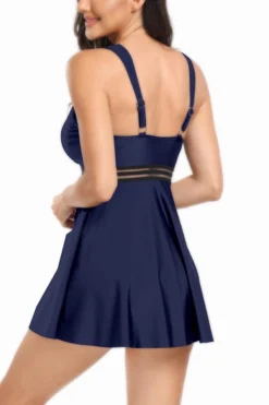 Sexy Plus Size Tape Stitching Padded Backless Sling Dress Style Tankini Set Wholesale Tankini Sets -Plus-Size Dresses Sales Store BA013467 18