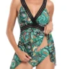 Sexy Plus Size Paisley Graphic Printing Padded Sling Dress Style Tankini Set Wholesale Tankini Sets