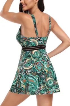 Sexy Plus Size Paisley Graphic Printing Padded Sling Dress Style Tankini Set Wholesale Tankini Sets -Plus-Size Dresses Sales Store BA013469 6