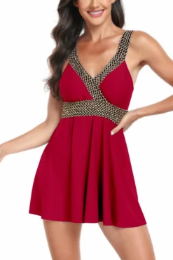 Sexy Plus Size 5 Colors Padded Backless Sling Dress Style Tankini Set Wholesale Tankini Sets -Plus-Size Dresses Sales Store BA013470 18