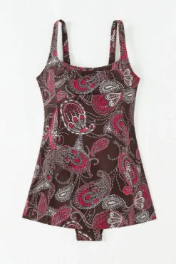 Sexy Plus Size Paisley Printing Padded Sling Dress Style One-piece Swimsuit Wholesale