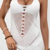 Sexy 3 Colors Hollow Out Knitted Halter-neck Mini Dress Cover-up(only Cover-up) Wholesale