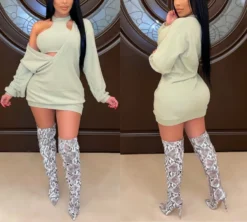 Autumn New Plus Size Solid Color Stretch Vest With V-neck Mini Dress Stylish Two-piece Set Wholesale Plus-Size Dresses -Plus-Size Dresses Sales Store DA002191 12