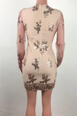 Autumn New Plus Size Sequins Decorated Stretch V-neck Back Zip-up Elegant Dress Wholesale -Plus-Size Dresses Sales Store a22550 2