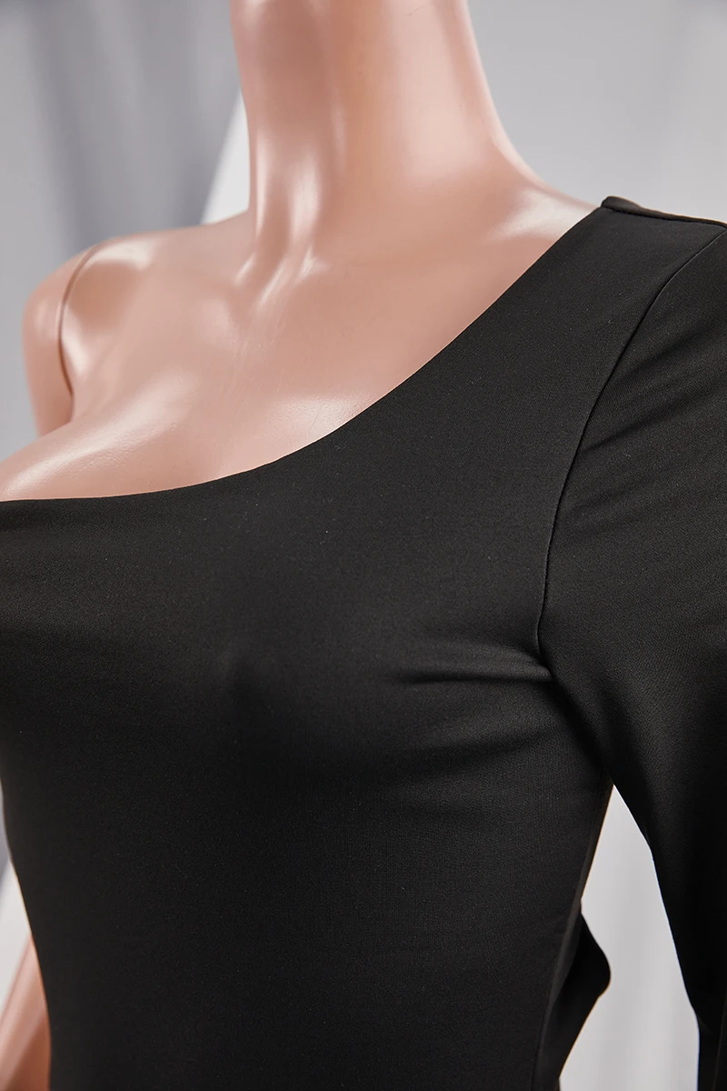Autumn New Solid Color Stretch One-shoulder Hollow Ring Link Sexy Elegant Dress Wholesale 15 Autumn New Solid Color Stretch One-shoulder Hollow Ring Link Sexy Elegant Dress Wholesale - Image 15