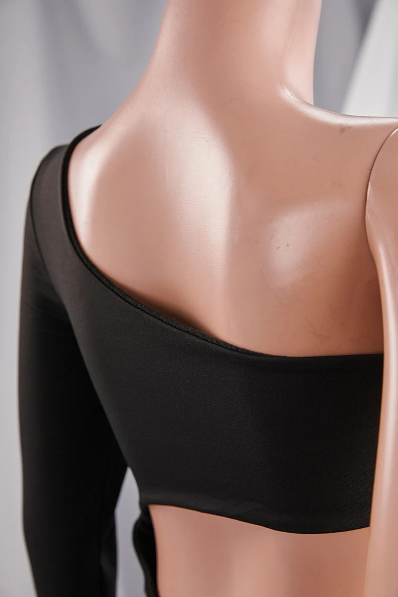 Autumn New Solid Color Stretch One-shoulder Hollow Ring Link Sexy Elegant Dress Wholesale 16 Autumn New Solid Color Stretch One-shoulder Hollow Ring Link Sexy Elegant Dress Wholesale - Image 16