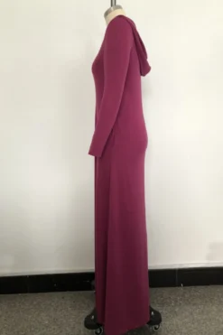 Plus Size Solid Color Stretch Hooded Pockets Stylish Casual Loose Dress Wholesale Casual Dresses -Plus-Size Dresses Sales Store a22933 7