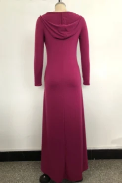 Plus Size Solid Color Stretch Hooded Pockets Stylish Casual Loose Dress Wholesale Casual Dresses -Plus-Size Dresses Sales Store a22933 8