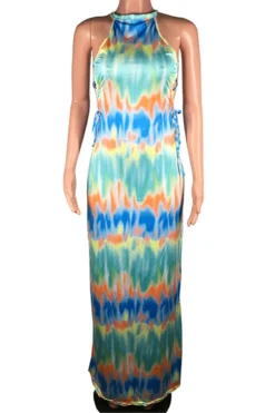 Plus Size New Stylish Hollow Tie-dyed Lace-up Stretch Slim Dress Wholesale -Plus-Size Dresses Sales Store a29578 1