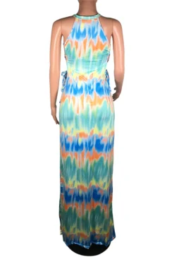 Plus Size New Stylish Hollow Tie-dyed Lace-up Stretch Slim Dress Wholesale -Plus-Size Dresses Sales Store a29578 3