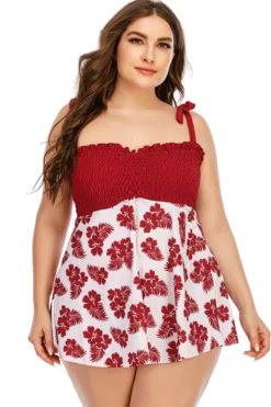 Oversize Digital Print Padded Pleated Sling Dress Style Stylish Two-piece Swimsuit Wholesale -Plus-Size Dresses Sales Store a73976 3