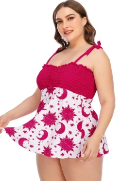 Oversize Digital Print Padded Pleated Sling Dress Style Stylish Two-piece Swimsuit Wholesale -Plus-Size Dresses Sales Store a73976 9