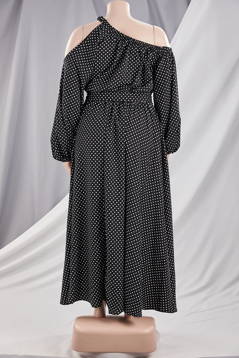 Autumn Dot Batch Printing Plus Size L-4XL New Stylish Inelastic Loose Casual Maxi Dress Wholesale 13 Autumn Dot Batch Printing Plus Size L-4XL New Stylish Inelastic Loose Casual Maxi Dress Wholesale - Image 13
