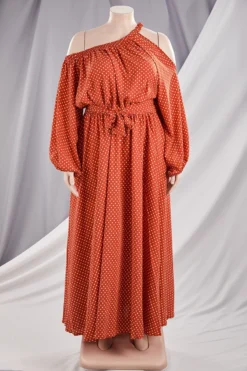 Autumn Dot Batch Printing Plus Size L-4XL New Stylish Inelastic Loose Casual Maxi Dress Wholesale 20 Autumn Dot Batch Printing Plus Size L-4XL New Stylish Inelastic Loose Casual Maxi Dress Wholesale -Plus-Size Dresses Sales Store aa002143 red r 1