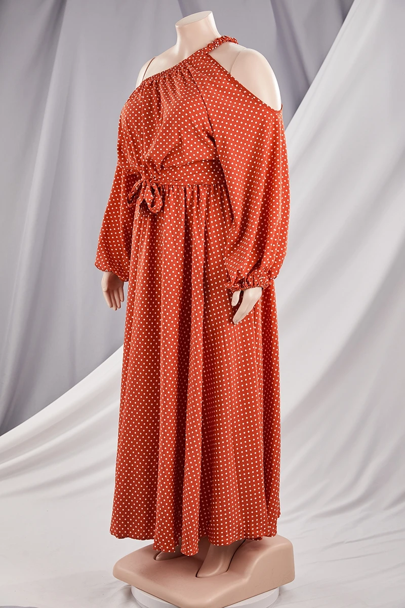 Autumn Dot Batch Printing Plus Size L-4XL New Stylish Inelastic Loose Casual Maxi Dress Wholesale 9 Autumn Dot Batch Printing Plus Size L-4XL New Stylish Inelastic Loose Casual Maxi Dress Wholesale - Image 9