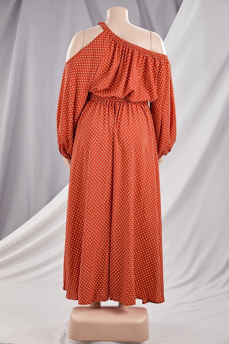 Autumn Dot Batch Printing Plus Size L-4XL New Stylish Inelastic Loose Casual Maxi Dress Wholesale 10 Autumn Dot Batch Printing Plus Size L-4XL New Stylish Inelastic Loose Casual Maxi Dress Wholesale - Image 10