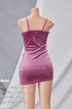 Summer New Stylish Solid Color Stretch Velvet Drawstring Sling Backless Slim Sexy Mini Dress Wholesale Tank & Cami Dresses -Plus-Size Dresses Sales Store aa004654 s r 3