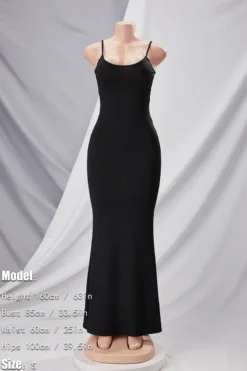 XS-L Summer New Stylish Stretch Slim Solid Color Sling Backless Sexy Maxi Fishtail Dress(AA005138) Wholesale -Plus-Size Dresses Sales Store aa005030 black s 1