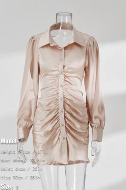 Autumn New Two Colors Slight Stretch Satin Single-breasted Backless Lace-up Stylish Sexy Shirt Mini Dress Wholesale Cut Out Dresses 27 Autumn New Two Colors Slight Stretch Satin Single-breasted Backless Lace-up Stylish Sexy Shirt Mini Dress Wholesale Cut Out Dresses -Plus-Size Dresses Sales Store aa008756 khaki s 1