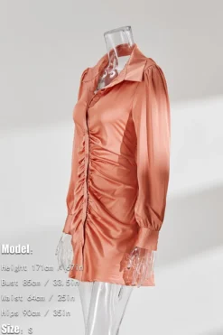 Autumn New Two Colors Slight Stretch Satin Single-breasted Backless Lace-up Stylish Sexy Shirt Mini Dress Wholesale Cut Out Dresses 25 Autumn New Two Colors Slight Stretch Satin Single-breasted Backless Lace-up Stylish Sexy Shirt Mini Dress Wholesale Cut Out Dresses -Plus-Size Dresses Sales Store aa008756 pink s 2