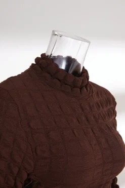 Autumn New Stylish 3 Colors Solid Color Lace-up Hollow Slight stretch Slim Sexy Mini Dress Wholesale -Plus-Size Dresses Sales Store aa009559 brown s 5