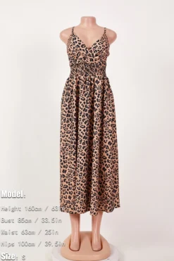 Stylish Plus Size Leopard Printing Non-stretch Sling Midi Dress Wholesale Plus-Size Dresses -Plus-Size Dresses Sales Store aa013570 leopard s 1