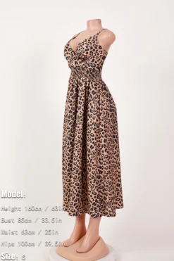 Stylish Plus Size Leopard Printing Non-stretch Sling Midi Dress Wholesale Plus-Size Dresses -Plus-Size Dresses Sales Store aa013570 leopard s 2
