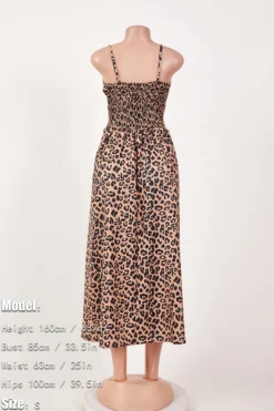 Stylish Plus Size Leopard Printing Non-stretch Sling Midi Dress Wholesale Plus-Size Dresses -Plus-Size Dresses Sales Store aa013570 leopard s 3
