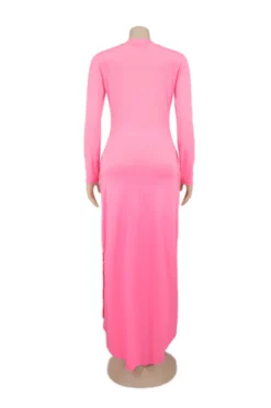 Autumn New Plus Size Solid Color Stretch Round-neck Side Slit Pockets Stylish Dress Wholesale Casual Dresses -Plus-Size Dresses Sales Store b20702 12