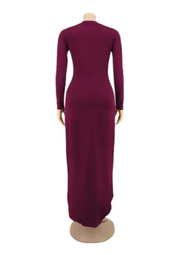 Autumn New Plus Size Solid Color Stretch Round-neck Side Slit Pockets Stylish Dress Wholesale Casual Dresses -Plus-Size Dresses Sales Store b20702 15