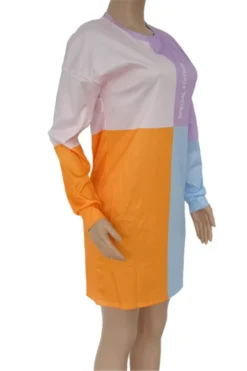 Plus Size New Stylish Letters Printing Autumn Contrast Color Stretch Loose Dress Wholesale Plus-Size Dresses -Plus-Size Dresses Sales Store b21162 5