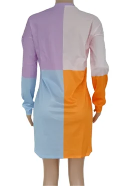 Plus Size New Stylish Letters Printing Autumn Contrast Color Stretch Loose Dress Wholesale Plus-Size Dresses -Plus-Size Dresses Sales Store b21162 6