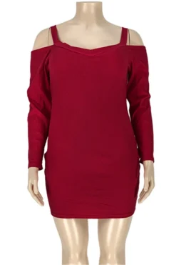 Plus Size Solid Color Hollow Out Sling Simple New Fashion Stretch Slim Dress Wholesale Plus-Size Dresses -Plus-Size Dresses Sales Store b21529 4