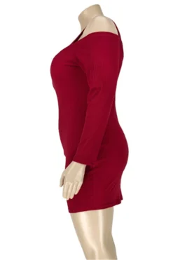 Plus Size Solid Color Hollow Out Sling Simple New Fashion Stretch Slim Dress Wholesale Plus-Size Dresses -Plus-Size Dresses Sales Store b21529 6