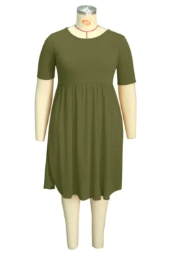 Oversize Solid Color Stretch Loose Stylish Simple Casual Dress Wholesale Casual Dresses -Plus-Size Dresses Sales Store b22246 8