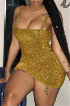 Plus Size Solid Color Summer Sling Low-cut Sexy Slim Dress Wholesale Tank & Cami Dresses