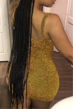 Plus Size Solid Color Summer Sling Low-cut Sexy Slim Dress Wholesale Tank & Cami Dresses -Plus-Size Dresses Sales Store b23039 4