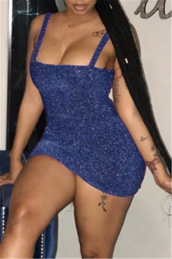 Plus Size Solid Color Summer Sling Low-cut Sexy Slim Dress Wholesale Tank & Cami Dresses -Plus-Size Dresses Sales Store b23039 5